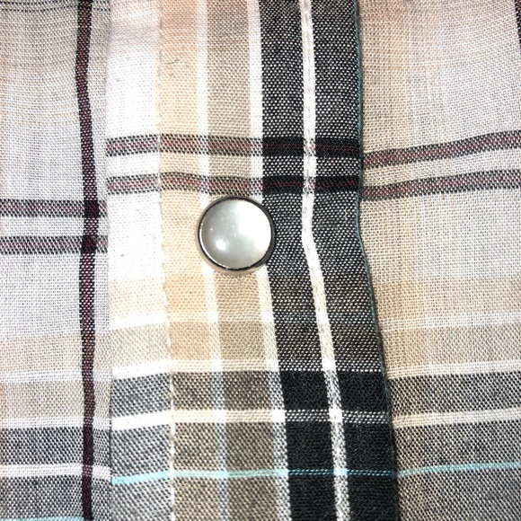 Plains Western Wear White and Cream Long Sleeve Plaid Shirt - Picture 5 of 8